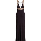 Abito lungo con dettagli ricamati a contrasto A0460124 0102 ALBERTA FERRETTI 