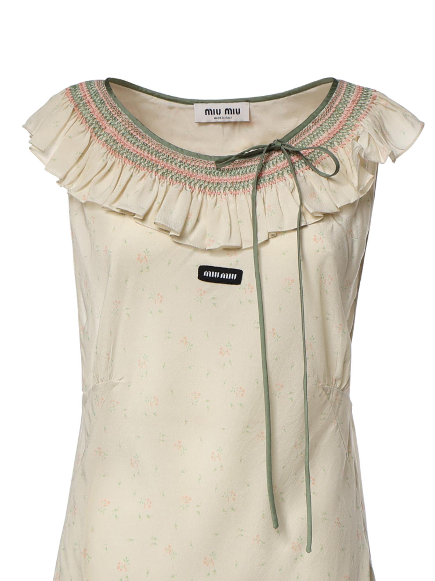 Abito in crêpe marocain con ricami MF6433 19UVF0N6K MIU MIU 
