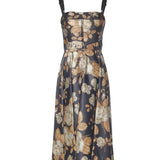 Abito in raso stampa Rosa vintage F6TYFT FSIB8HN5QQ DOLCE & GABBANA 