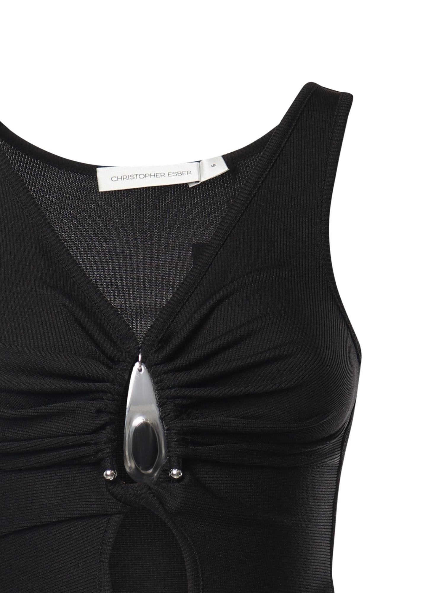 Top Crystal in maglia a coste 25041333 BLACK CHRISTOPHER ESBER 