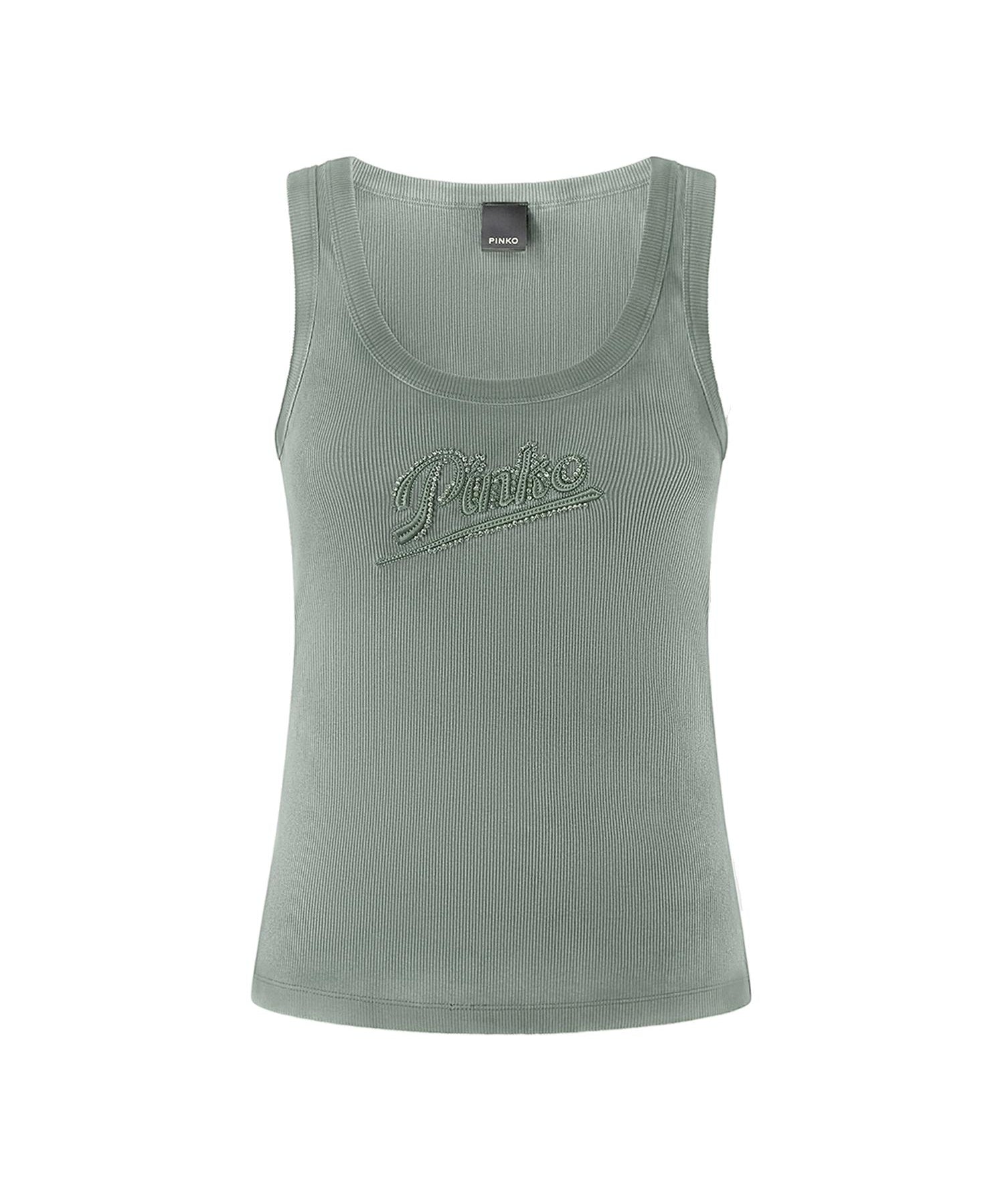 Tank top con ricamo e strass 107299 A3H7X56 PINKO 