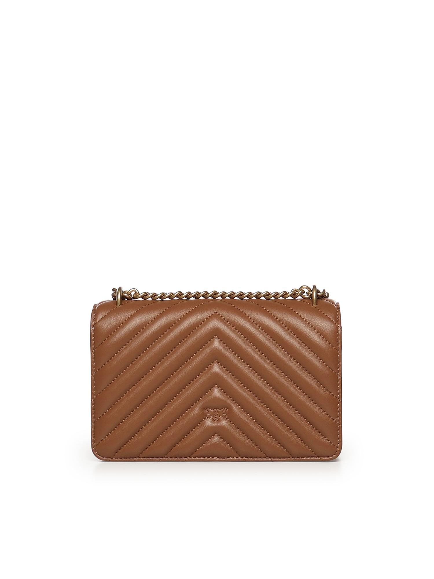 Borsa piccola a tracolla Love Bag One Chevron in pelle 100074 A0GKL17Q PINKO 
