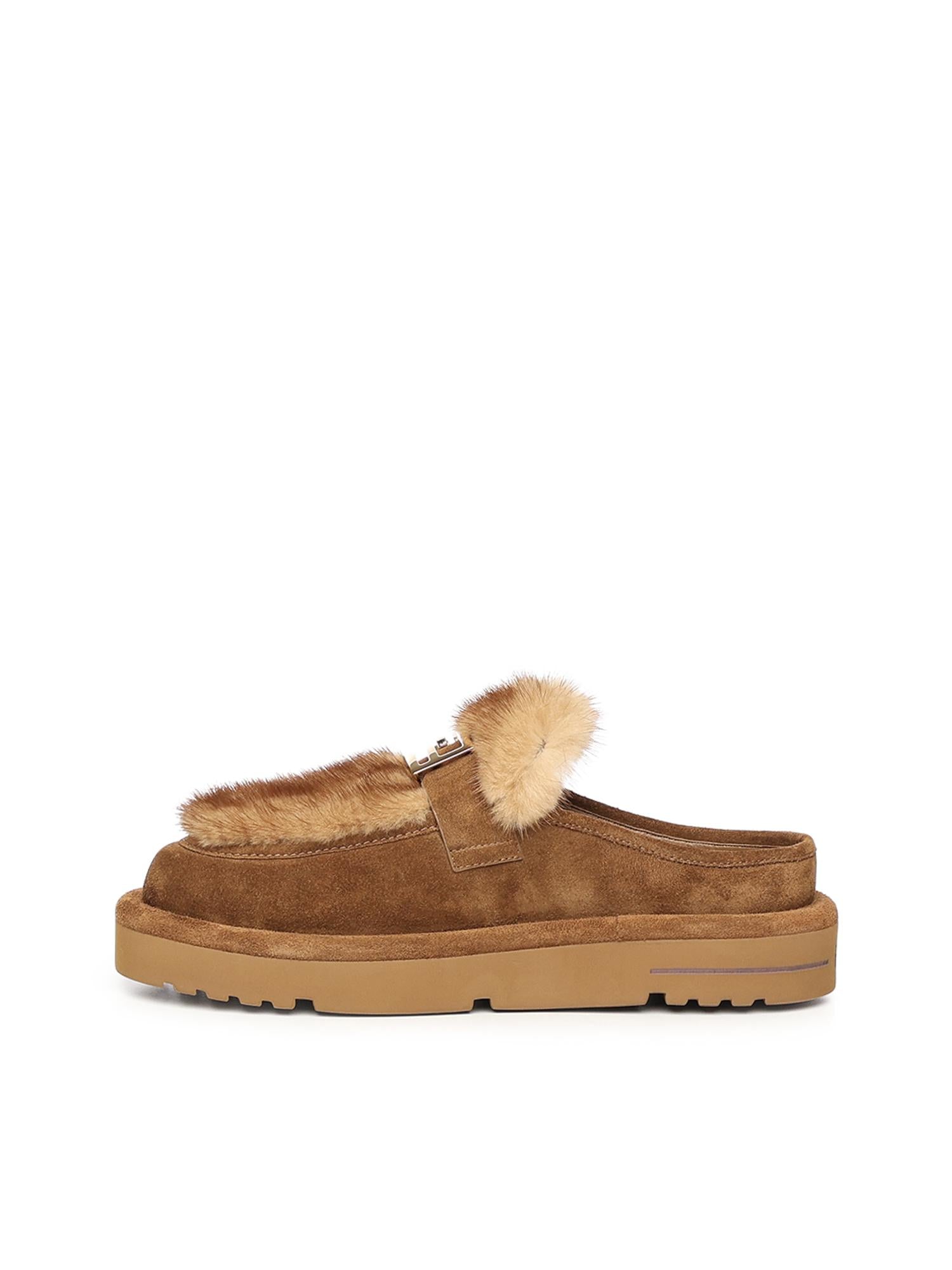 Sabot in camoscio e visone 8R8777 AYA0F1TP4 FENDI 