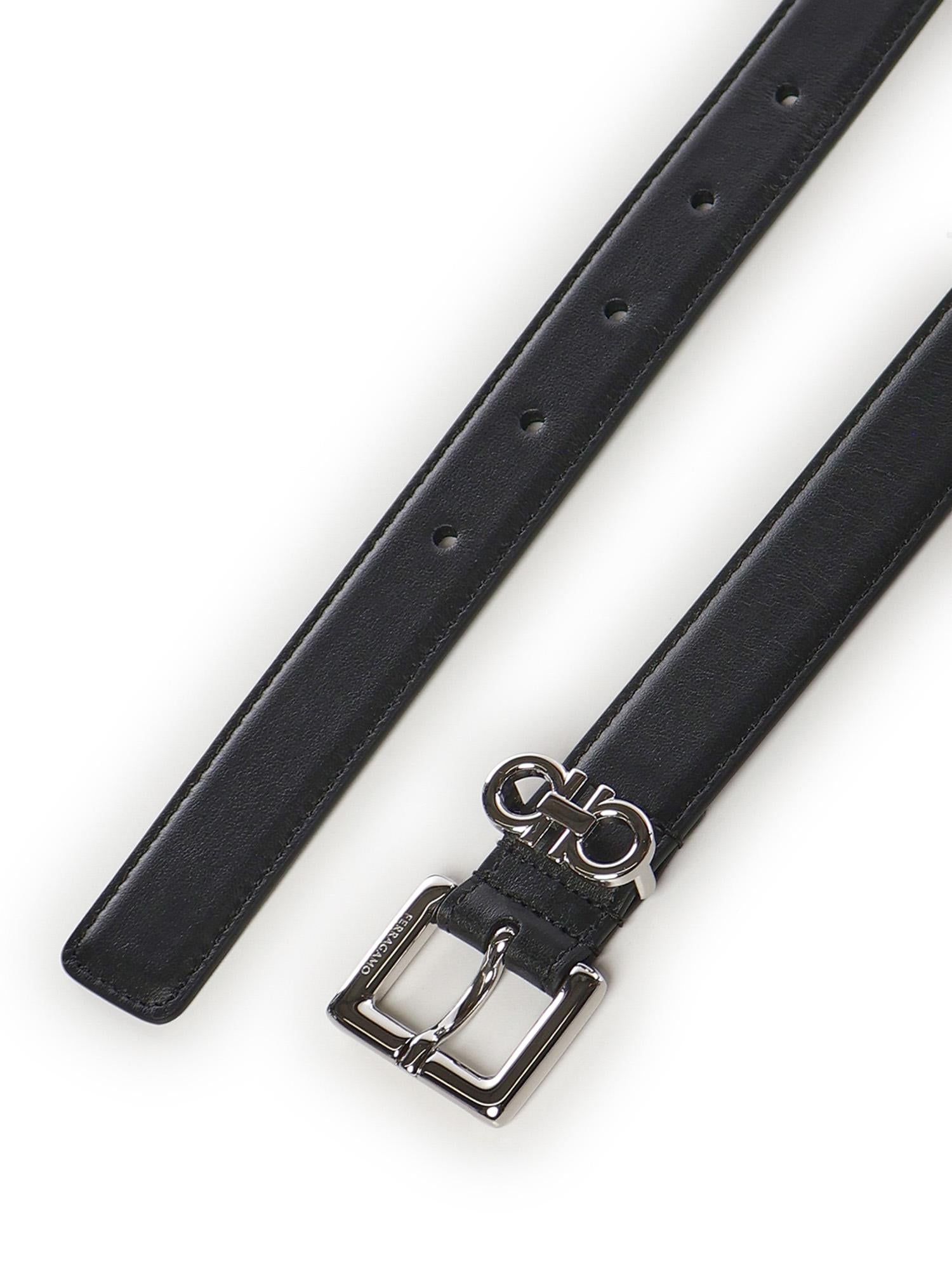 Cintura con doppio Gancini in pelle 230346 791904006 FERRAGAMO 
