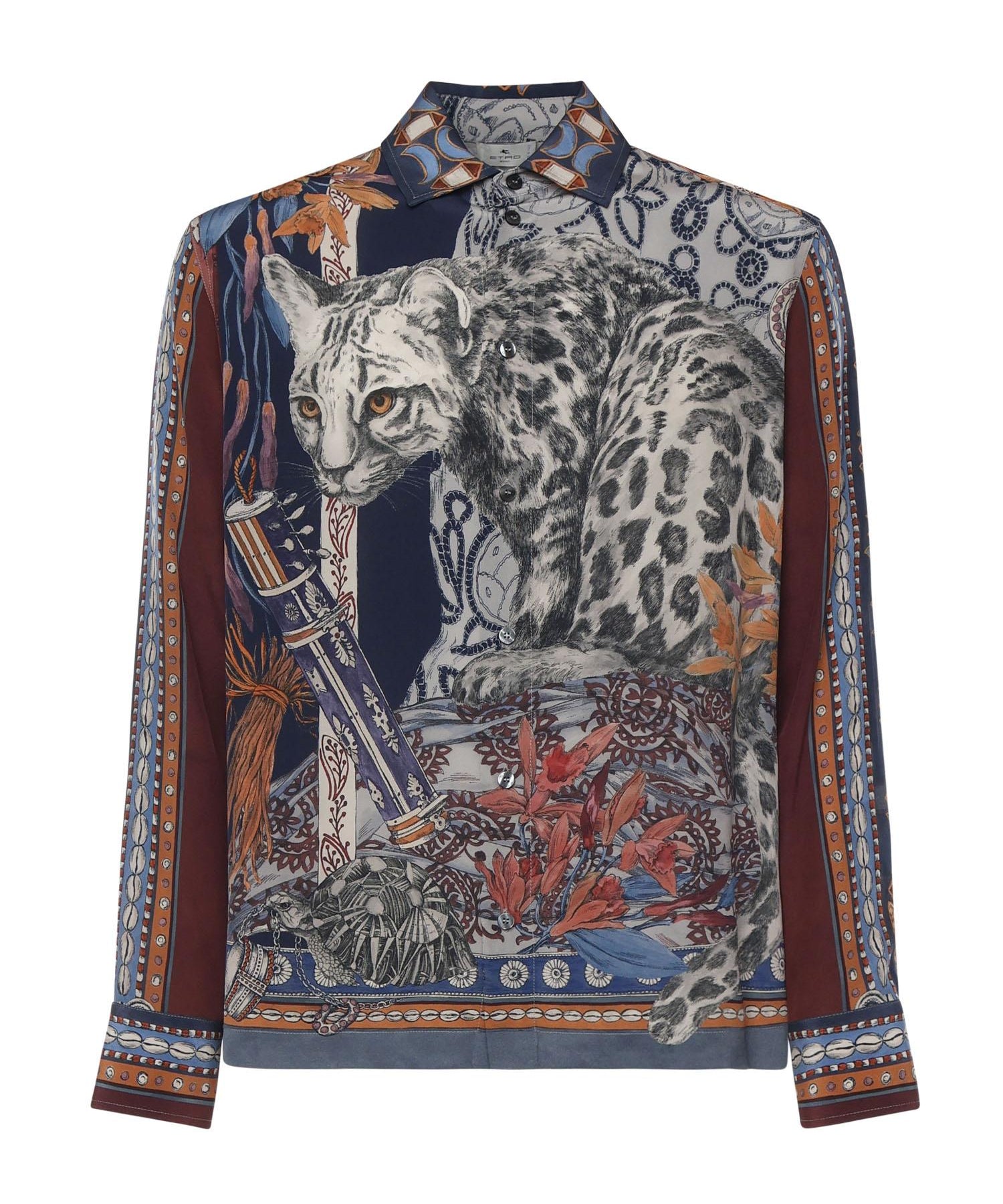 Camicia in seta con stampa piazzata leopardo MRIC0071 AKF11X0880 ETRO 