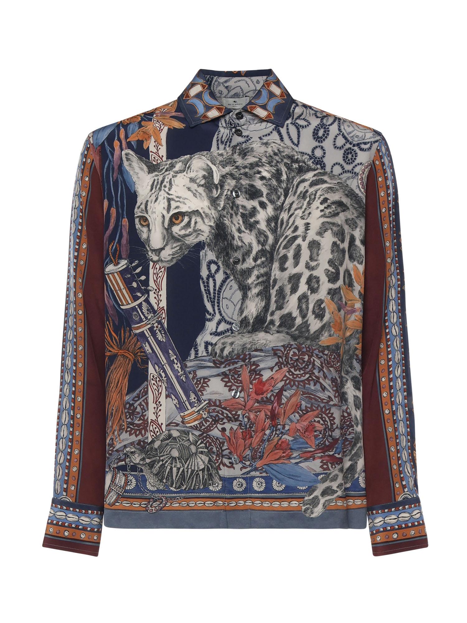 Camicia in seta con stampa piazzata leopardo MRIC0071 AKF11X0880 ETRO 