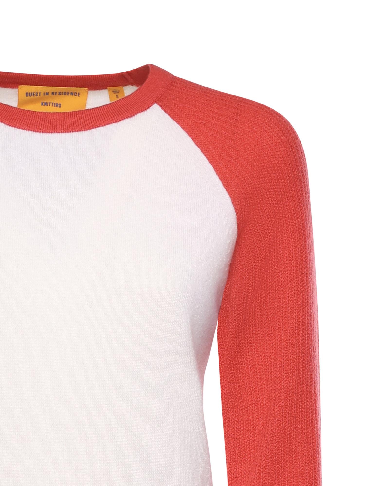 Baseball tee in cashmere W40610JL CREAM/SCARLET GUEST IN RESIDENCE 
