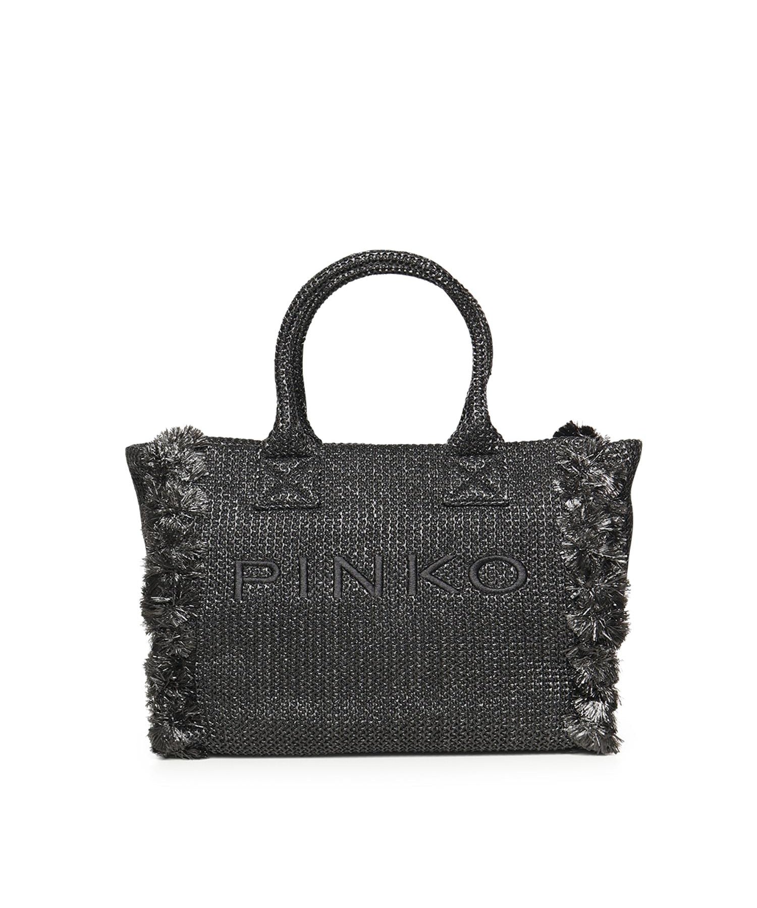 Borsa shopper media Beach in rafia con logo e nappine 106673 A39YZ99Q PINKO 