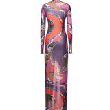 Abito in tulle con stampa Orchidee 5UJI26 5U839017 PUCCI 