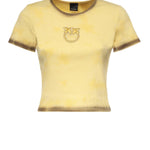 T-shirt cropped a coste con logo 107311 A3H5H47 PINKO 