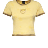 T-shirt cropped a coste con logo 107311 A3H5H47 PINKO 