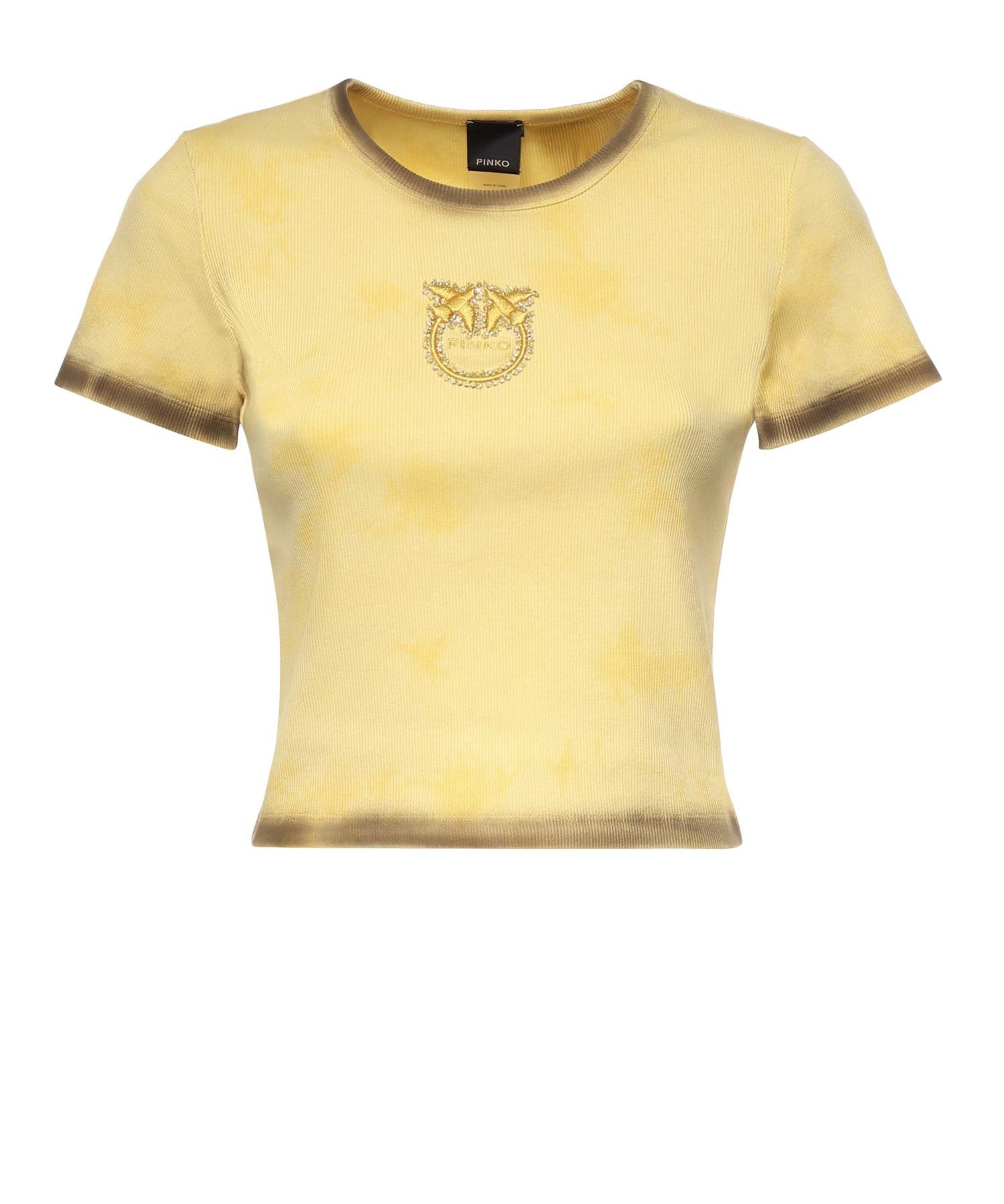 T-shirt cropped a coste con logo 107311 A3H5H47 PINKO 