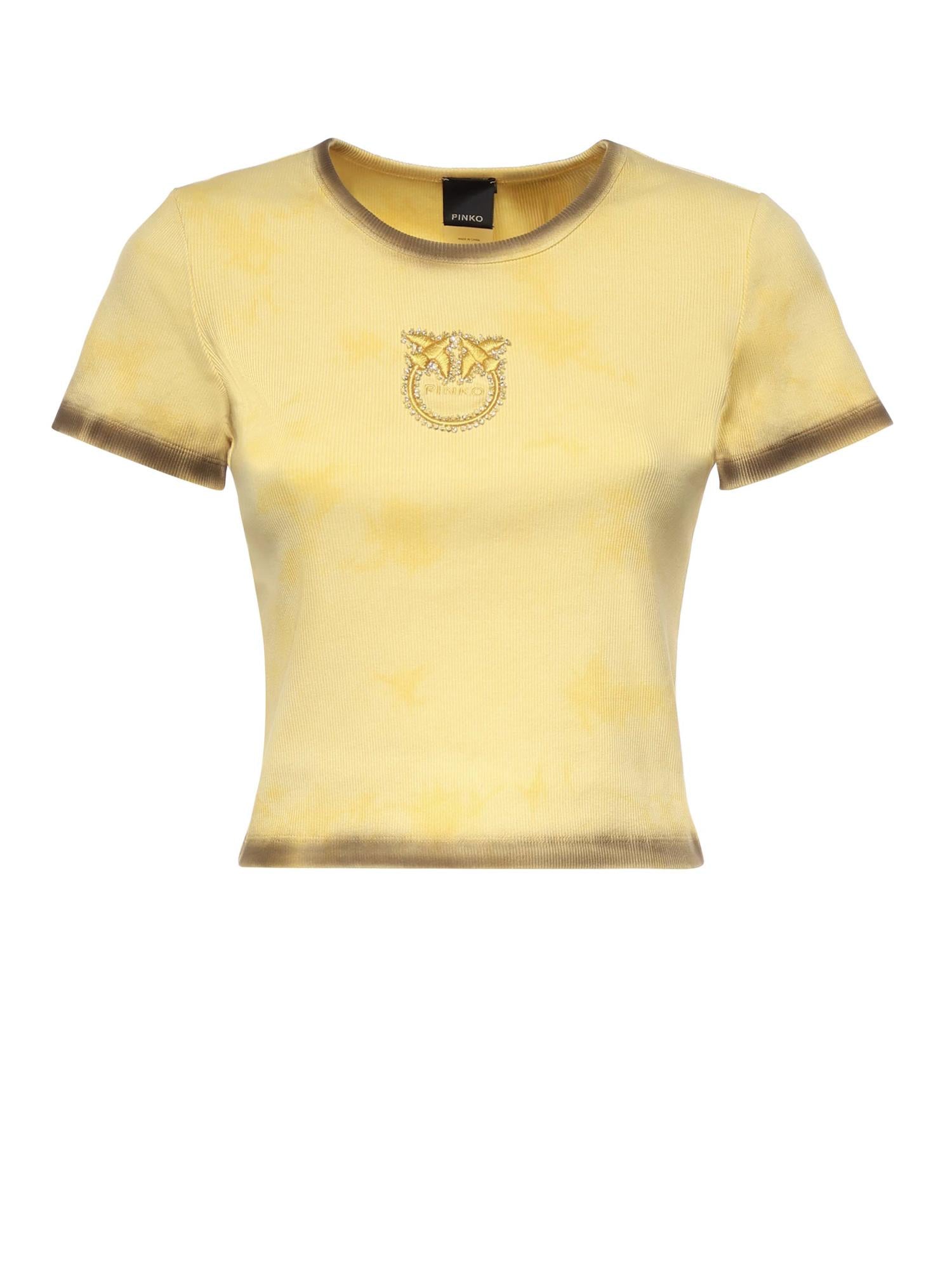 T-shirt cropped a coste con logo 107311 A3H5H47 PINKO 