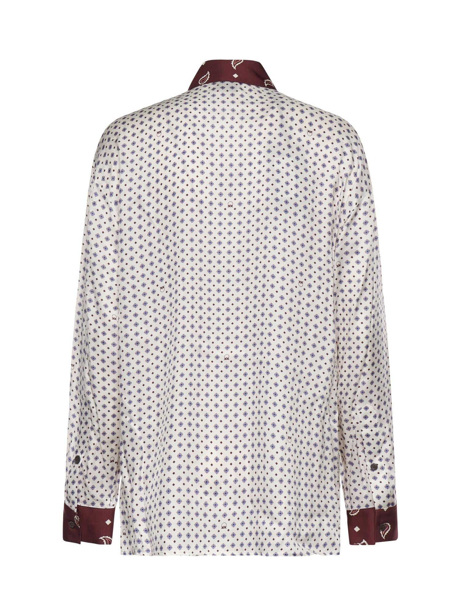 Camicia in twill di viscosa con stampa 106202 A31KYR1 PINKO 