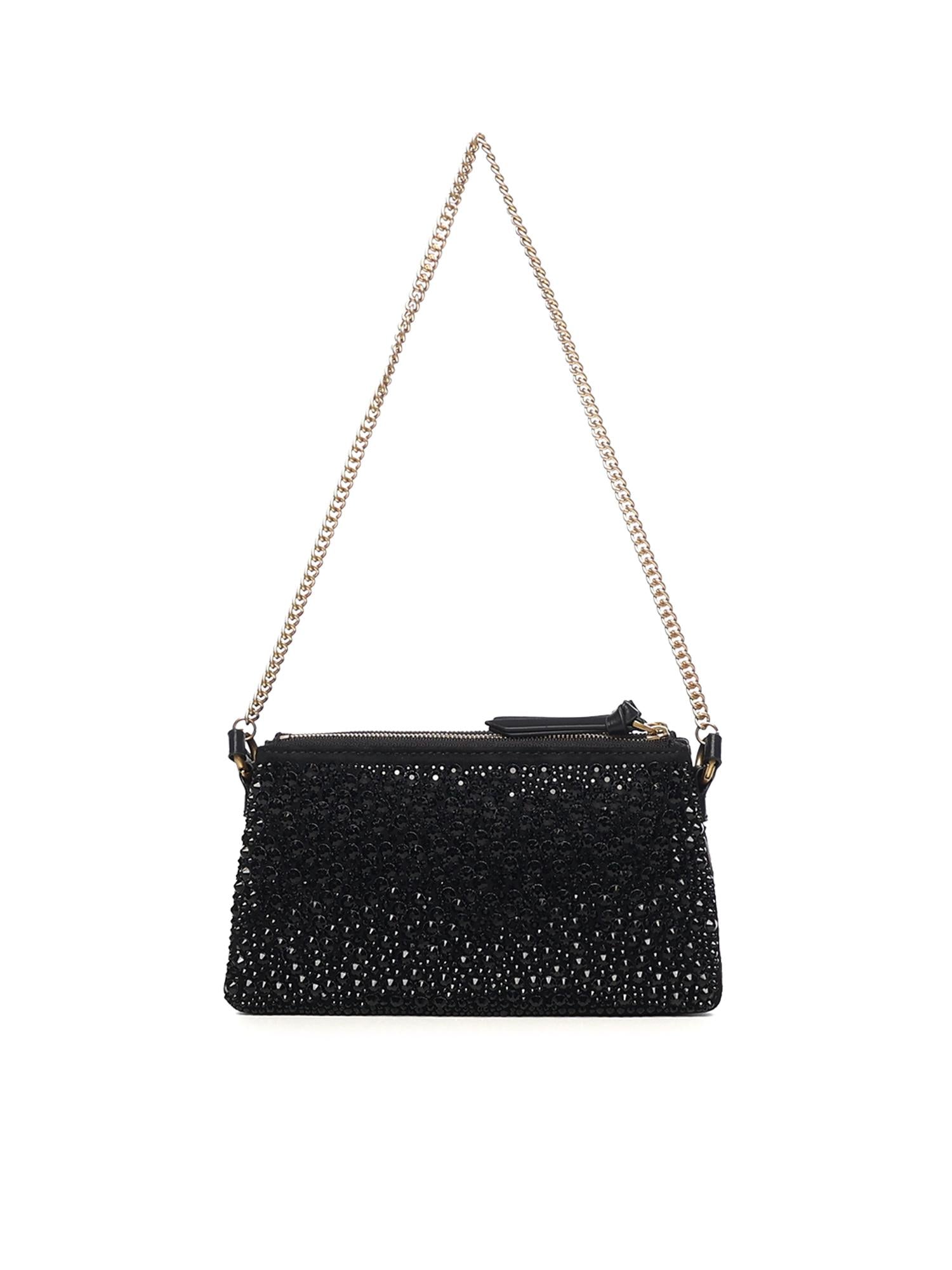 Borsa a spalla piccola Mini Double Bag full strass 105359 A2WFZ99Q PINKO 