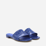 SANDALI SLIDES VICKY IN PELLE STAMPA COCCO<BR/> VICKY COCCOBLUETTE GIULIANO GALIANO 