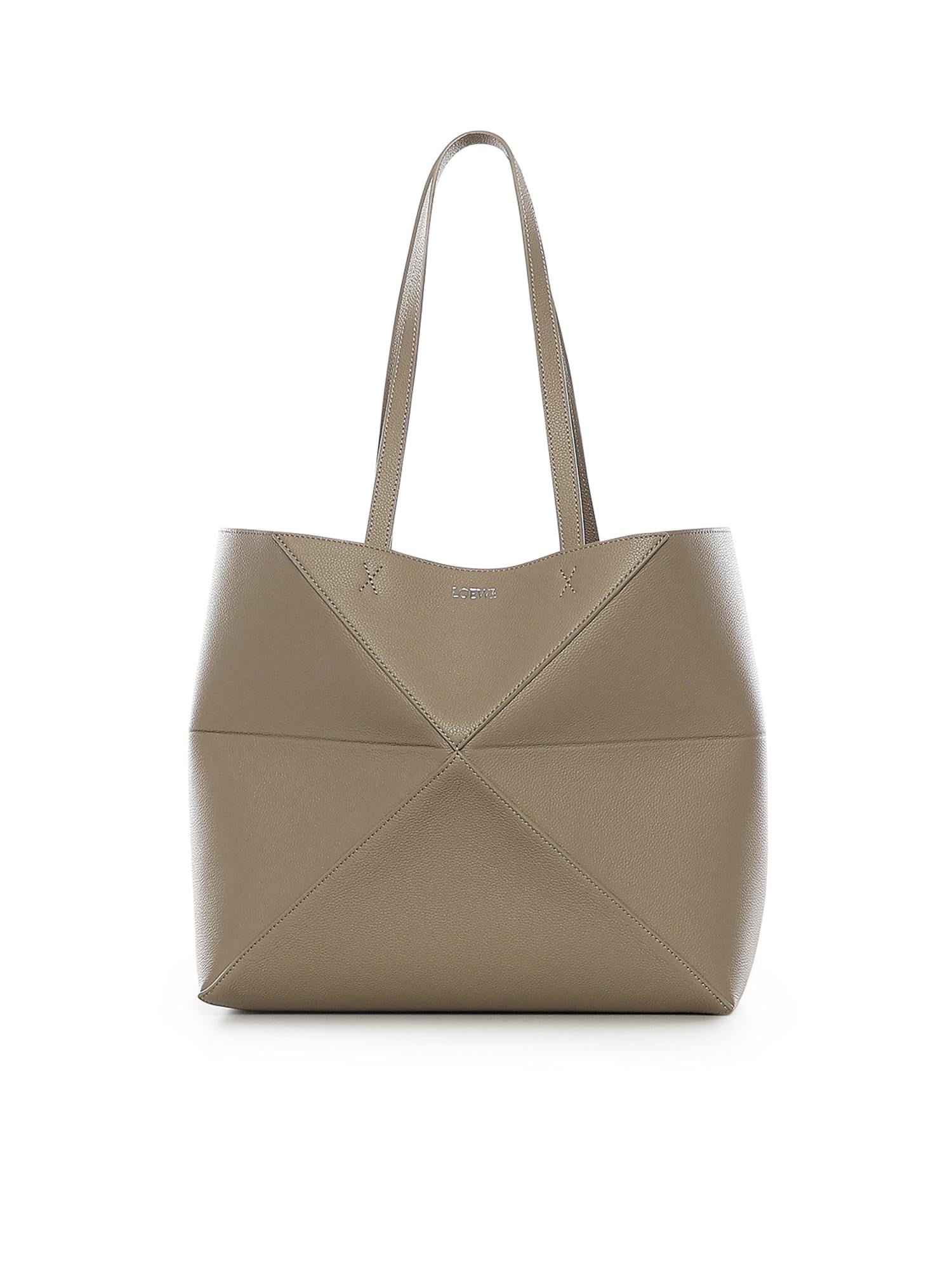 Borsa Tote Puzzle Fold media orizzontale in pelle di vitello A779PEWX04 5541 LOEWE 