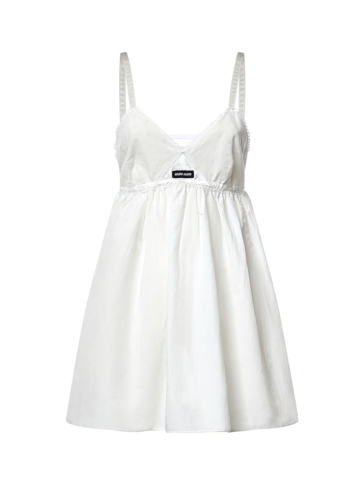 Abito corto in popeline fiammato sangallo MF6417 196JF0009 MIU MIU 