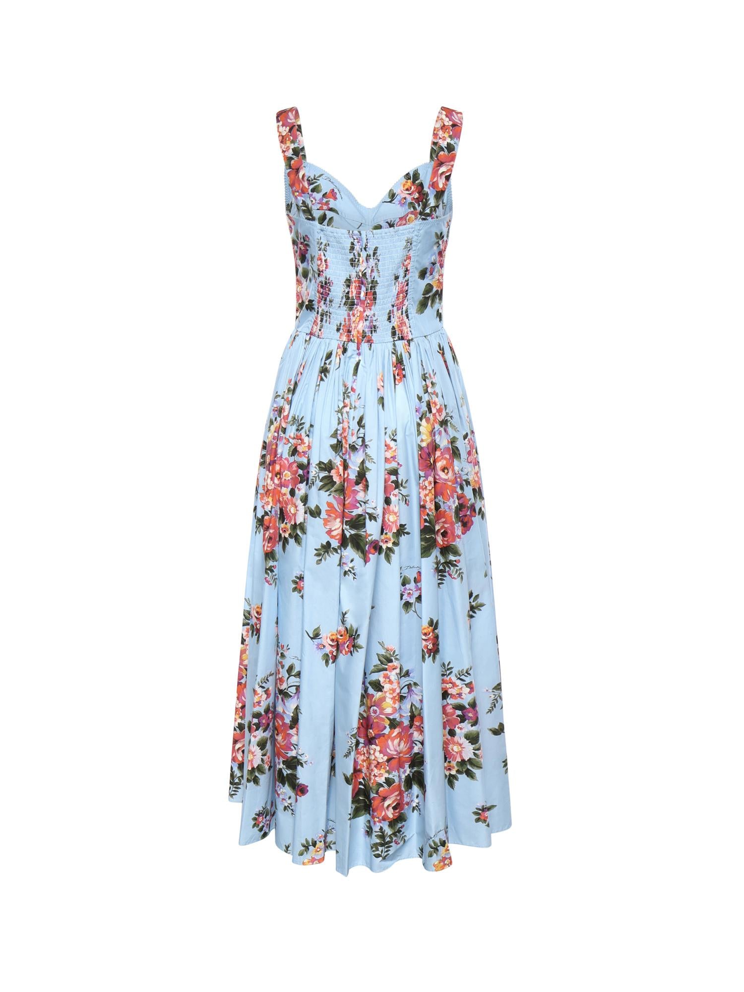 Abito bustier in cotone con stampa floreale F6TTHT HS5UUHC5ZO DOLCE & GABBANA 