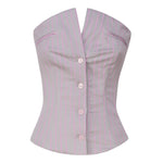 Top corsetto Court SS24RTWTP086 STRETCH COTTONGREY/PINK PINSTRIPE POSTER GIRL 
