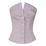 Top corsetto Court SS24RTWTP086 STRETCH COTTONGREY/PINK PINSTRIPE POSTER GIRL 