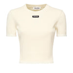 T-shirt cropped con logo MJN580 17Z9F0304 MIU MIU 