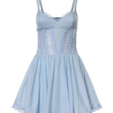 Miniabito Gardenia in voile di cotone e pizzo 261602 BLUE CHARO RUIZ 