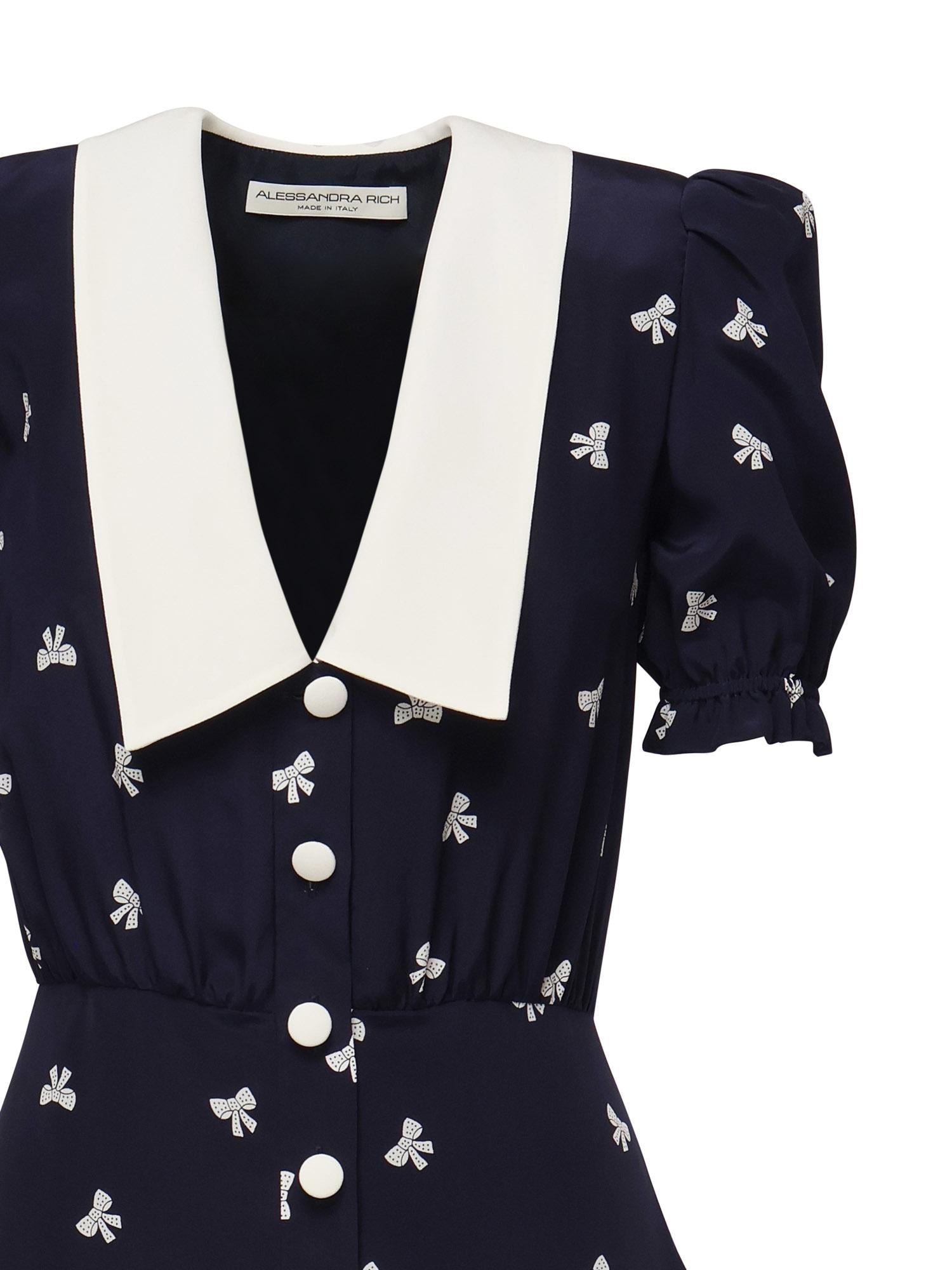 Abito con stampa fiocchi e colletto FABX4113F4595 1844 ALESSANDRA RICH 