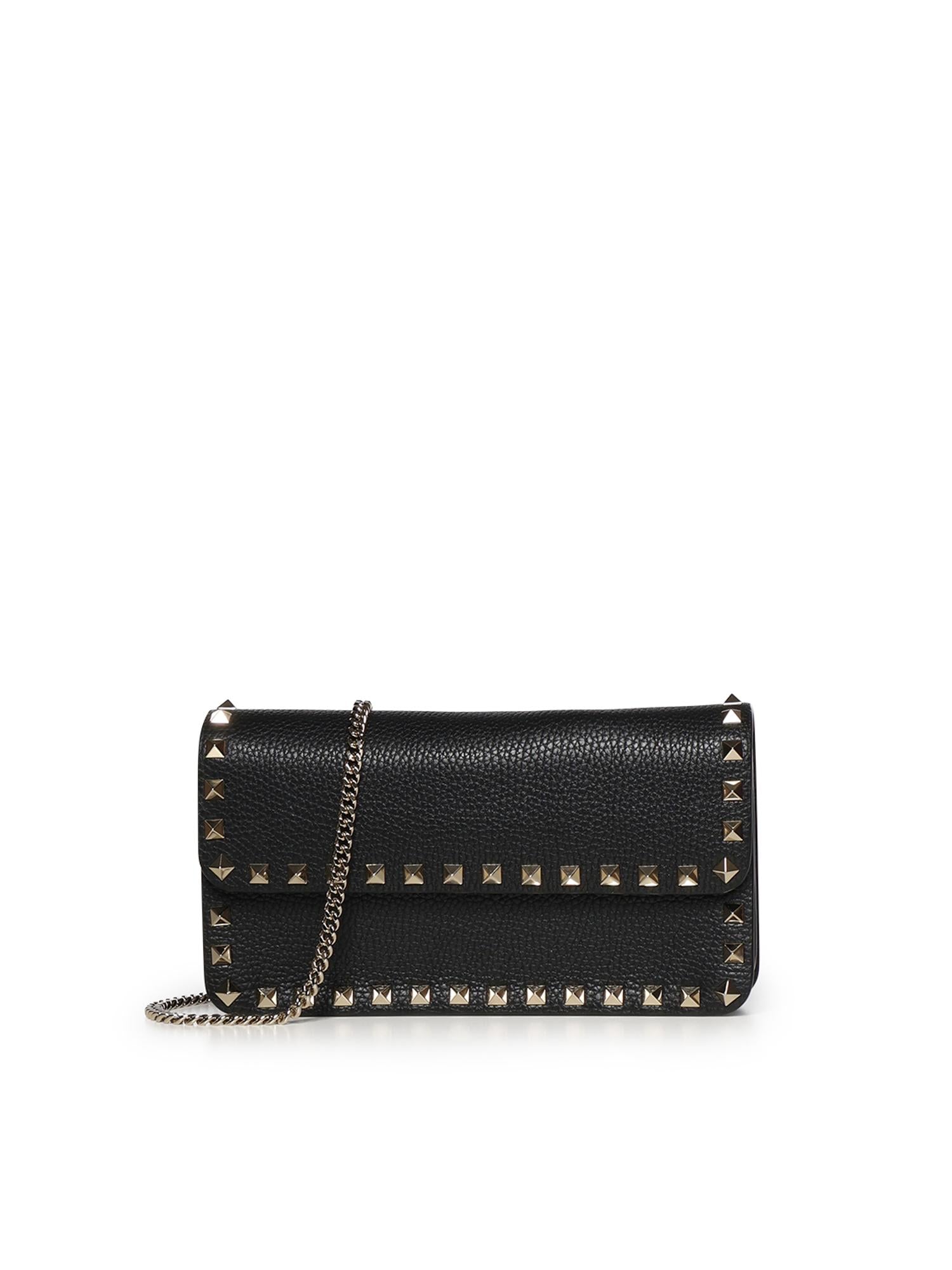 Portafoglio con catena Rockstud in vitello granato 7W2P0S61 VSH0NO VALENTINO GARAVANI 