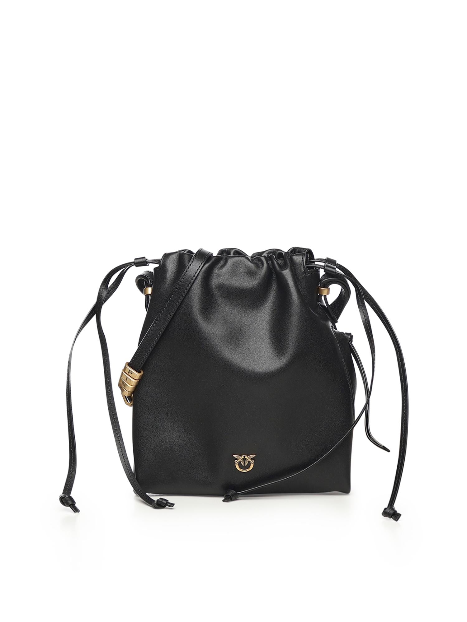 Borsa a spalla Mini Slouchy Bag in pelle con logo 105362 A0QOZ99Q PINKO 