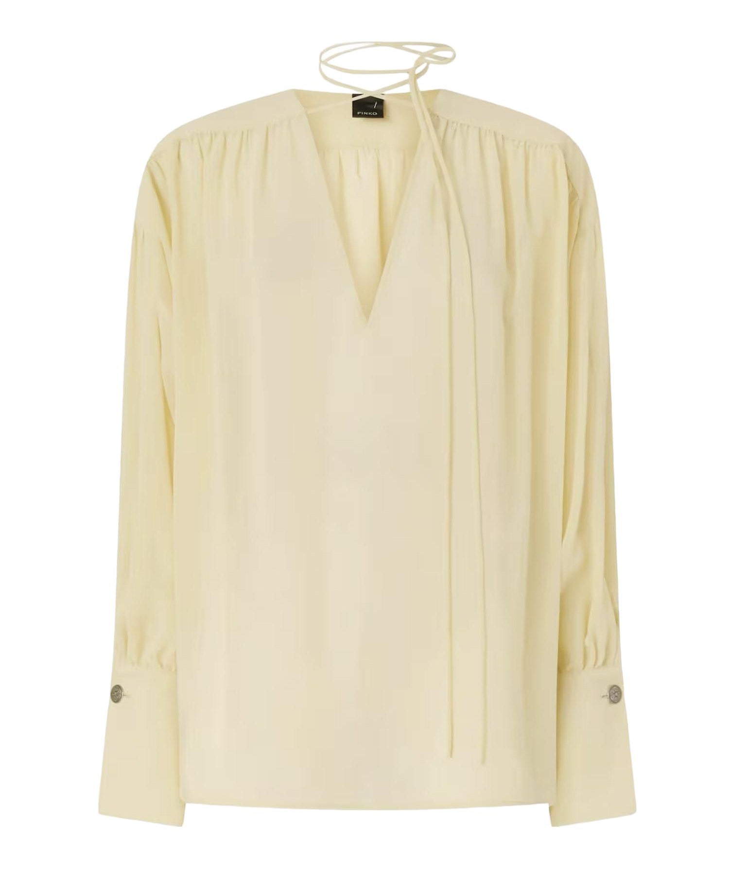 Blusa con scollo a V e arricci 106846 A3B2C19 PINKO 