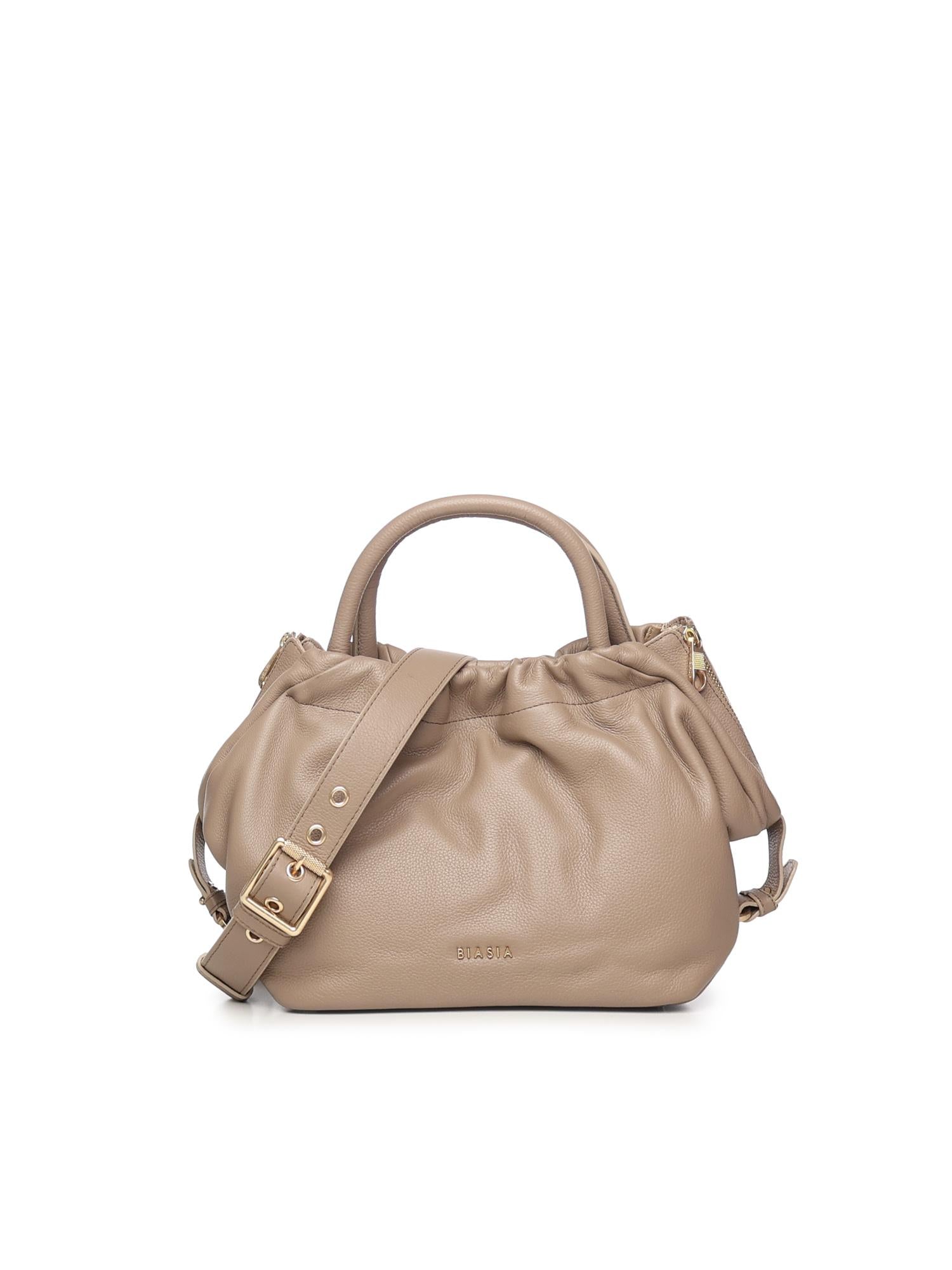 Borsa in pelle con logo<BR/> BIBP9E702 TAUPE BIASIA 