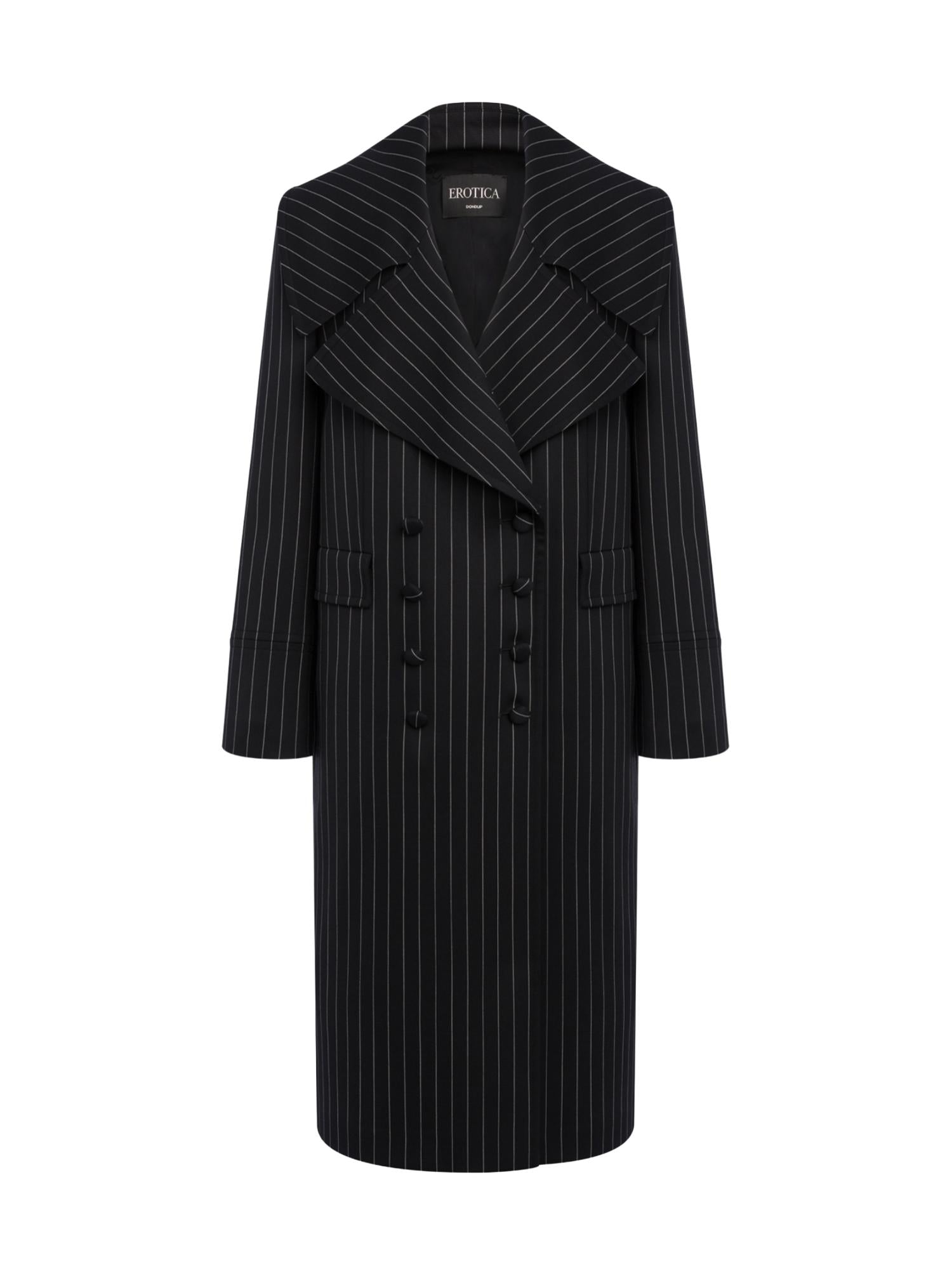 Cappotto doppiopetto in fresco di lana gessato DJ862 ES0080D999 DONDUP 