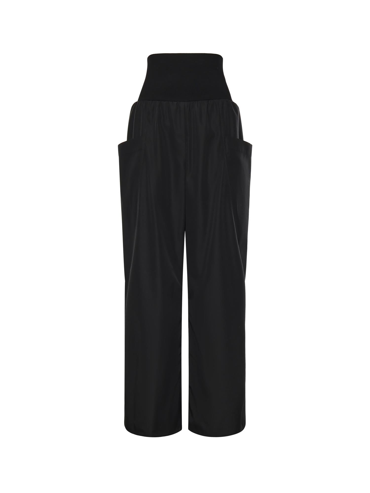 Pantaloni a gamba larga in nylon e lana AA9P1304W120C 999 ALAIA 