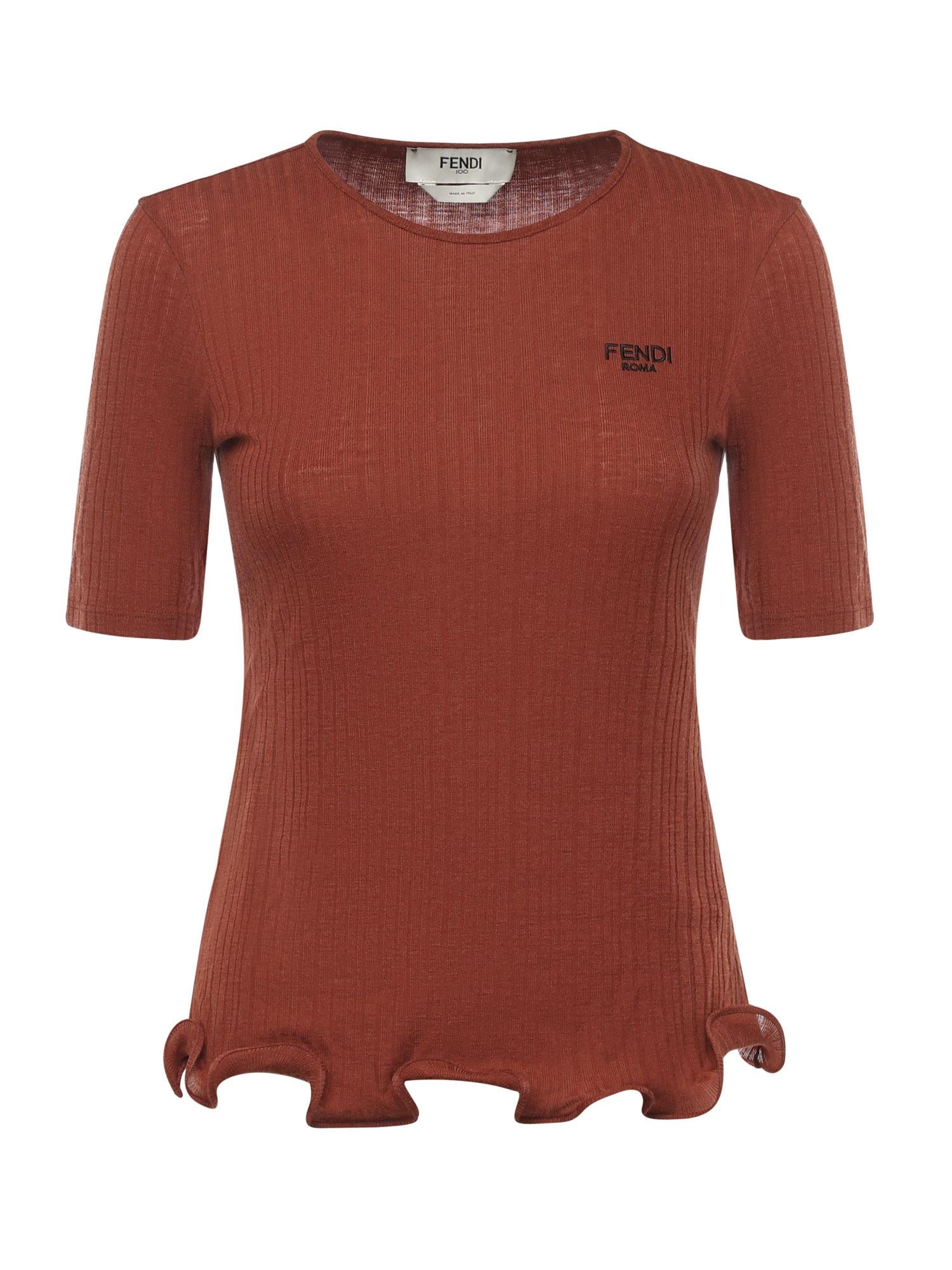 Maglia maniche corte in lana con logo<BR/> FS9750 AVFEF1T6K FENDI 
