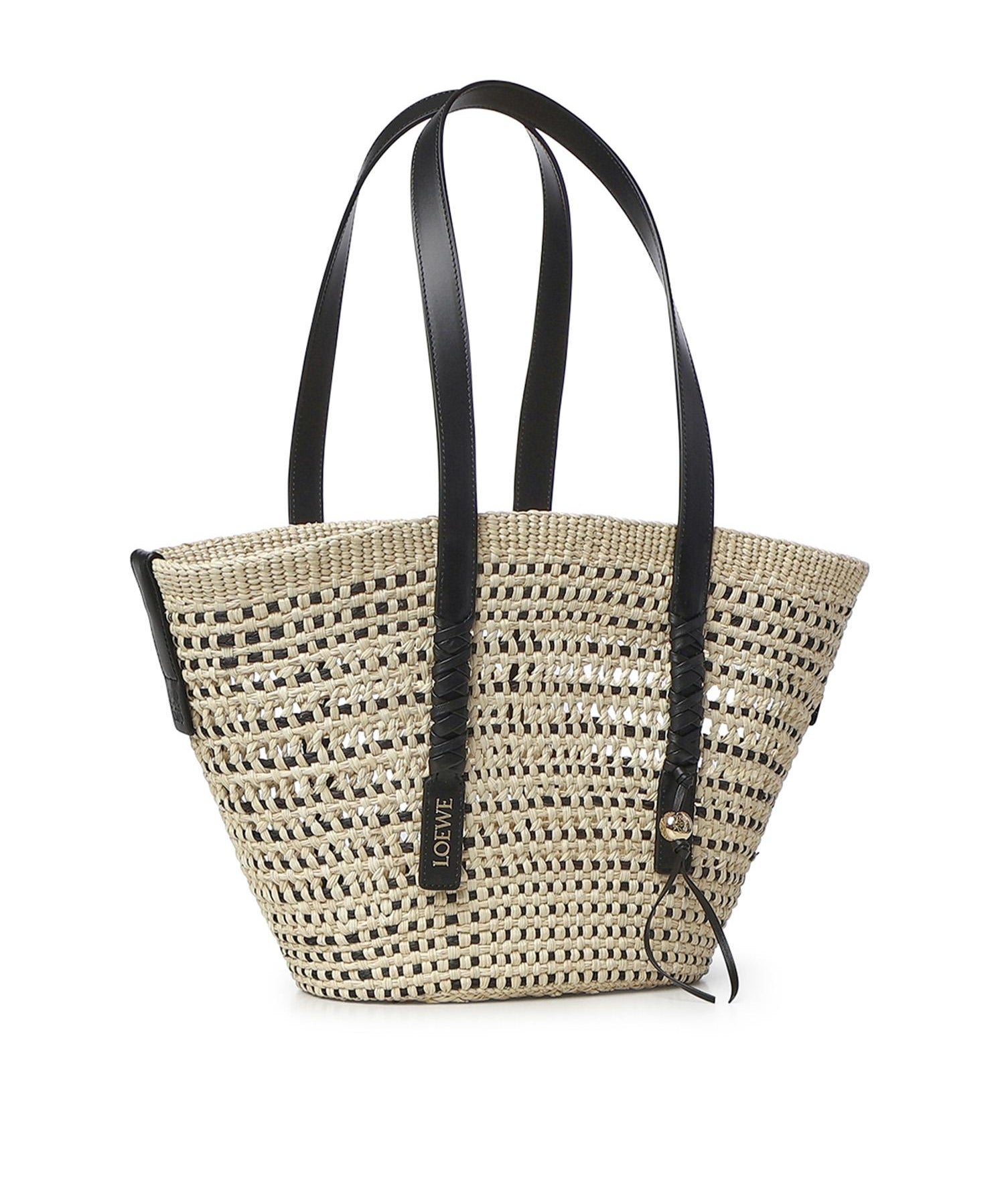 Borsa cesto Braid media in palma Iraca e pelle di vitello ASCPNIBX02 2165 LOEWE 