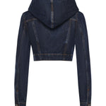 Giacca corta con cappuccio in denim AA9V0306D014C A24 ALAIA 