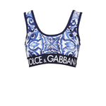 Top in jersey stampa maiolica con elastico logato F75H7T FPG7BHX3TN DOLCE & GABBANA 