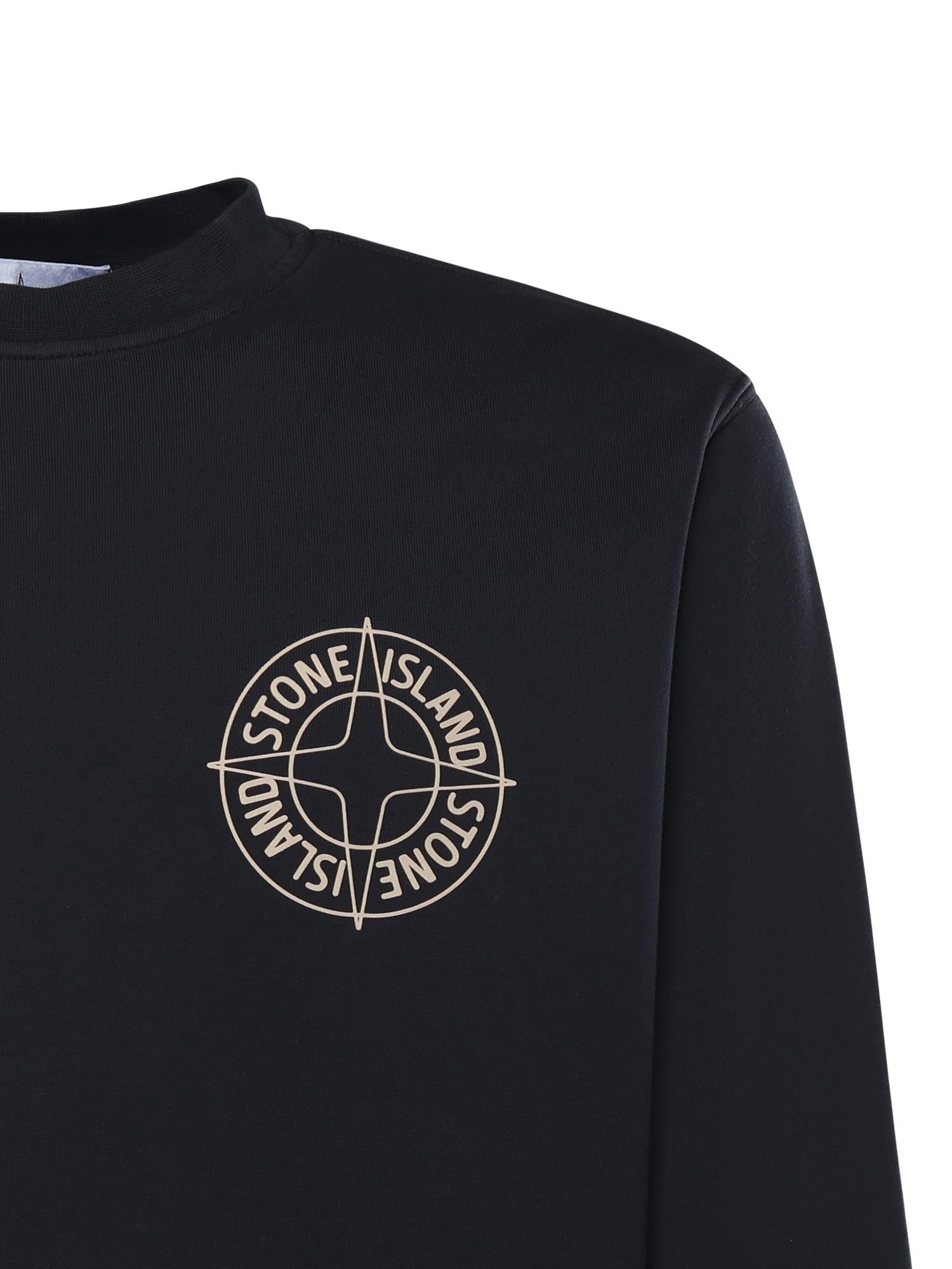 Felpa in cotone con stampa 'Outline Compass' L1S156100001 S0283V0020 STONE ISLAND 