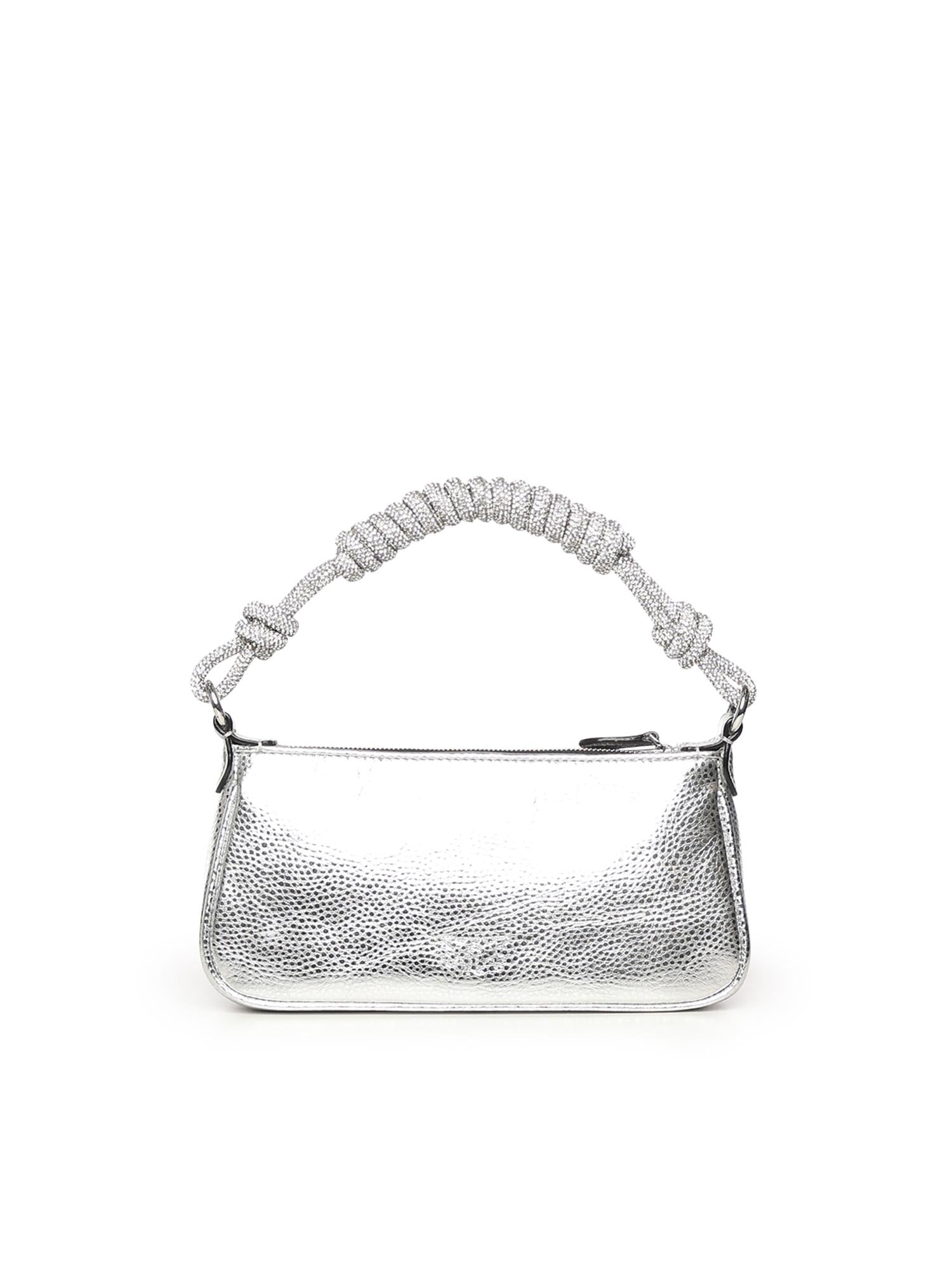 Mini bag Half Moon Horizontal in pelle laminata con strass 105915 A2WDZZFN PINKO 