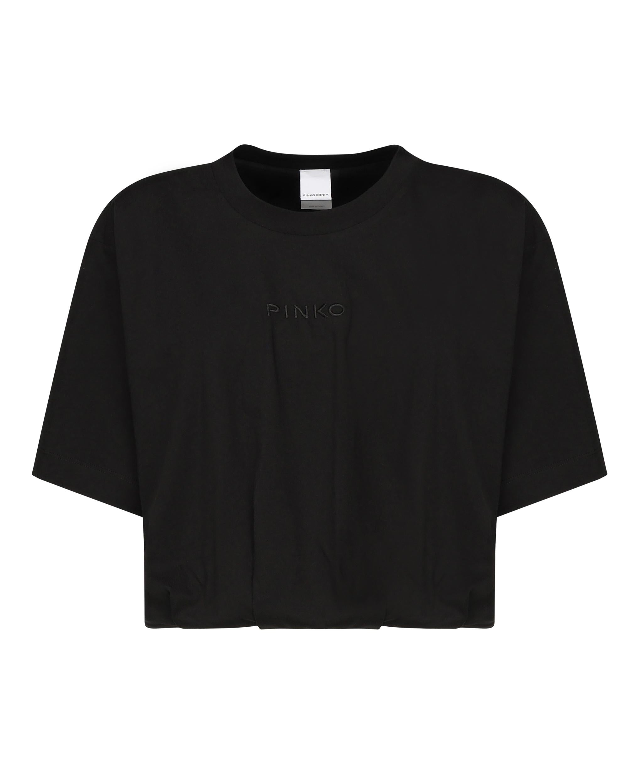 T-shirt cropped con ricamo logo 104257 A2F8Z99 PINKO 