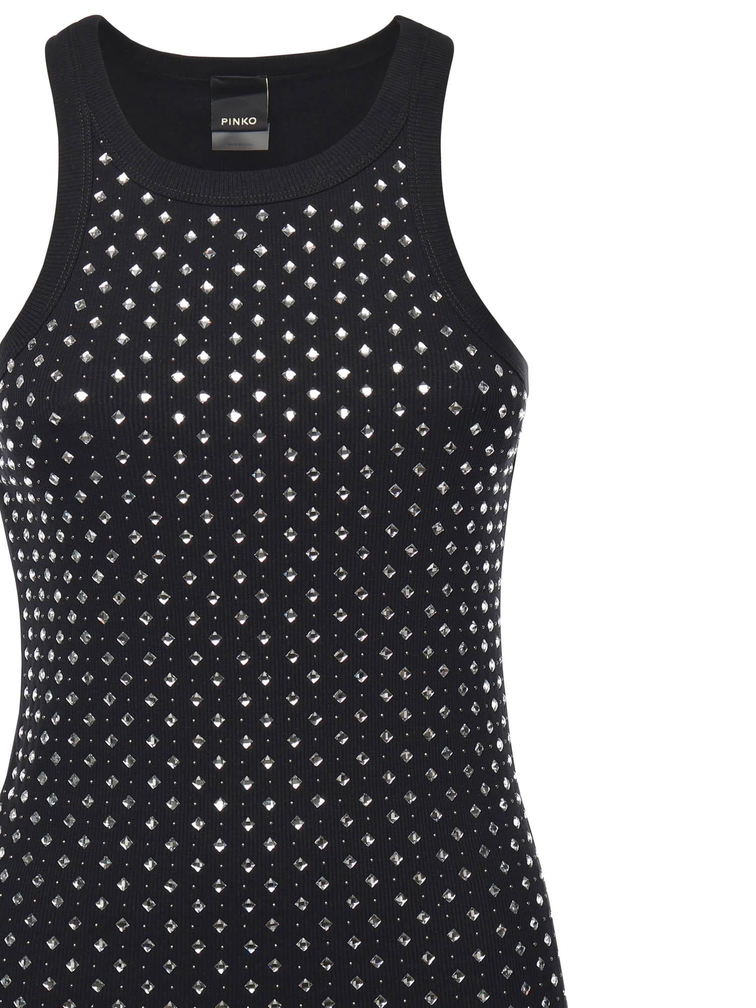 Canotta con strass e borchie<BR/> 105928 A2XYZ99 PINKO 