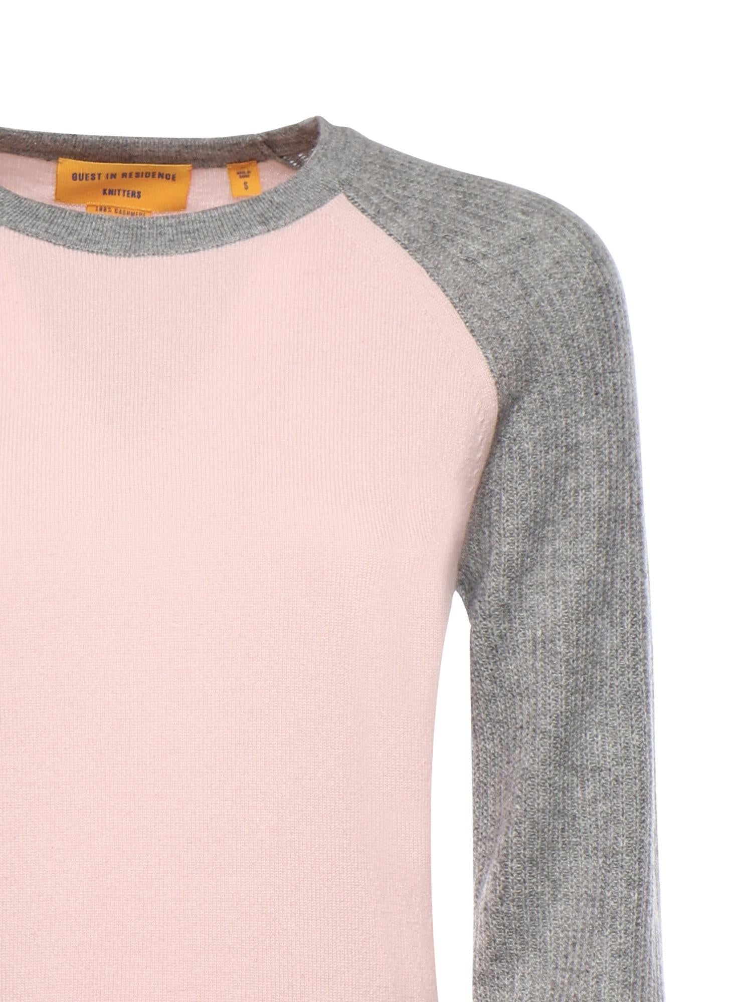 Baseball tee in cashmere W40610JL POWDER PINK/HEATHER GREY GUEST IN RESIDENCE 