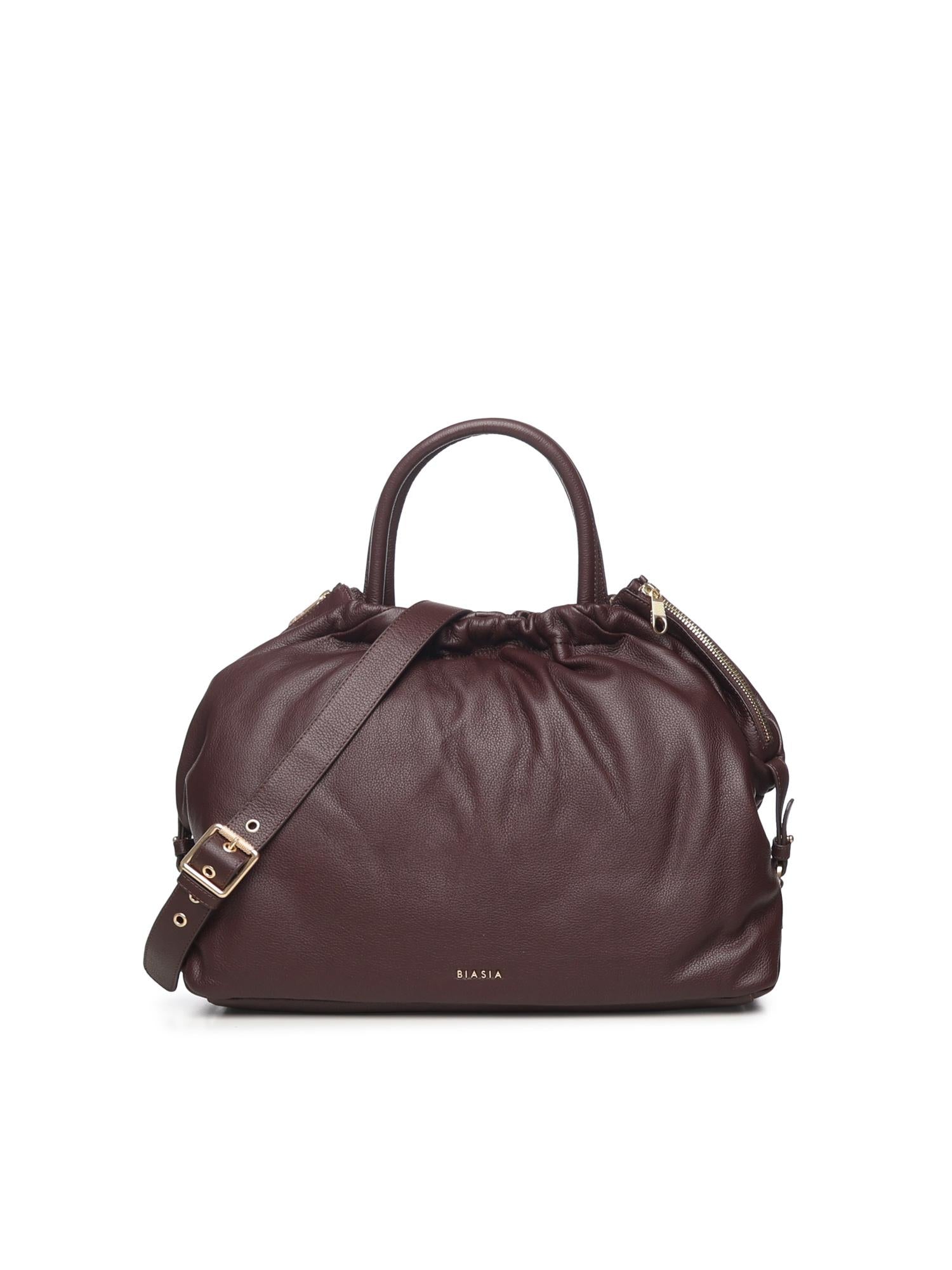 Borsa in pelle con logo BIBP9E701 PRUGNA BIASIA 