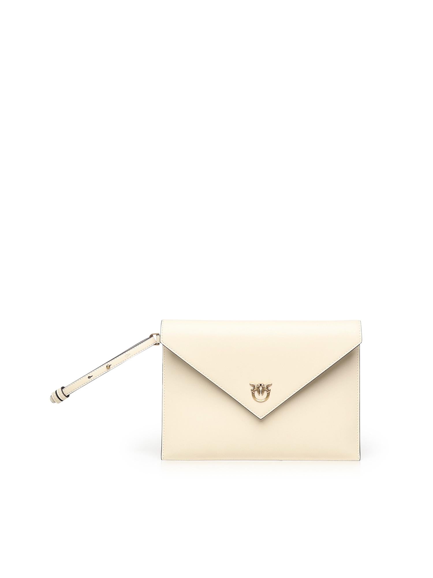 Pochette a mano in pelle con logo 104820 A0F1Z14Q PINKO