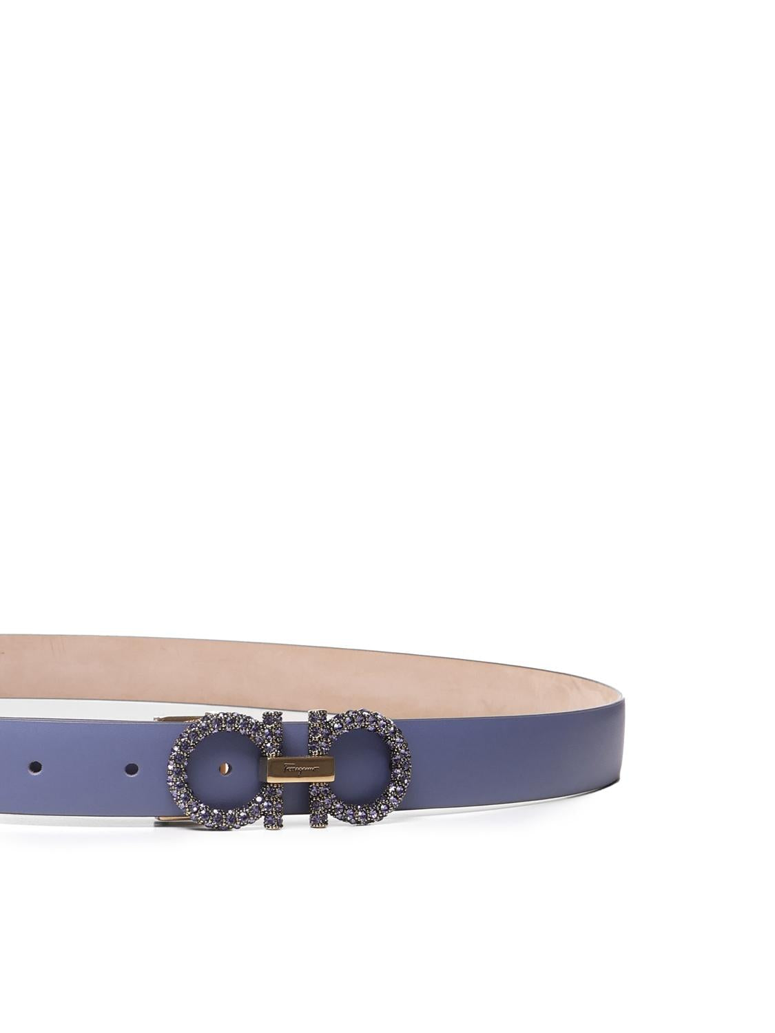 Cintura in pelle con fibbia Gancio e cristalli 23B727 754874014 FERRAGAMO 