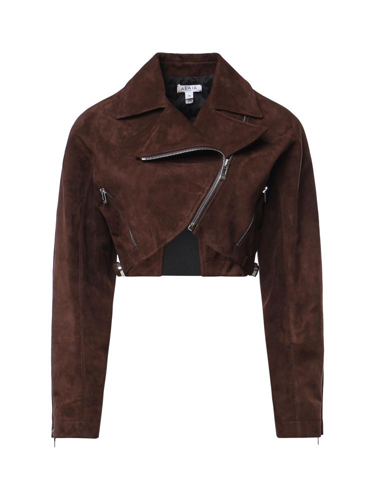 Giacca biker cropped in suede AA9V0313L053D 719 ALAIA 