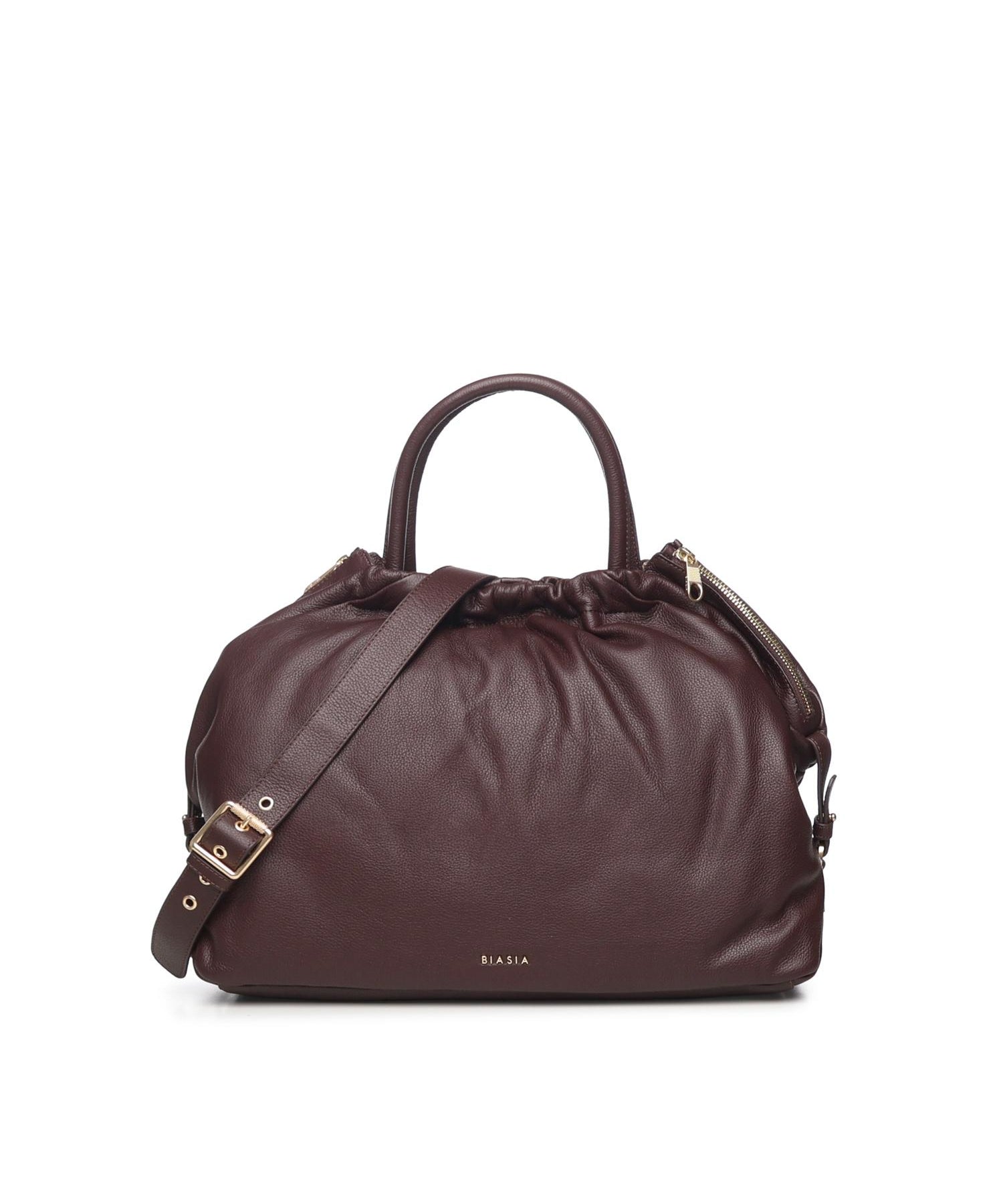 Borsa in pelle con logo BIBP9E701 PRUGNA BIASIA 
