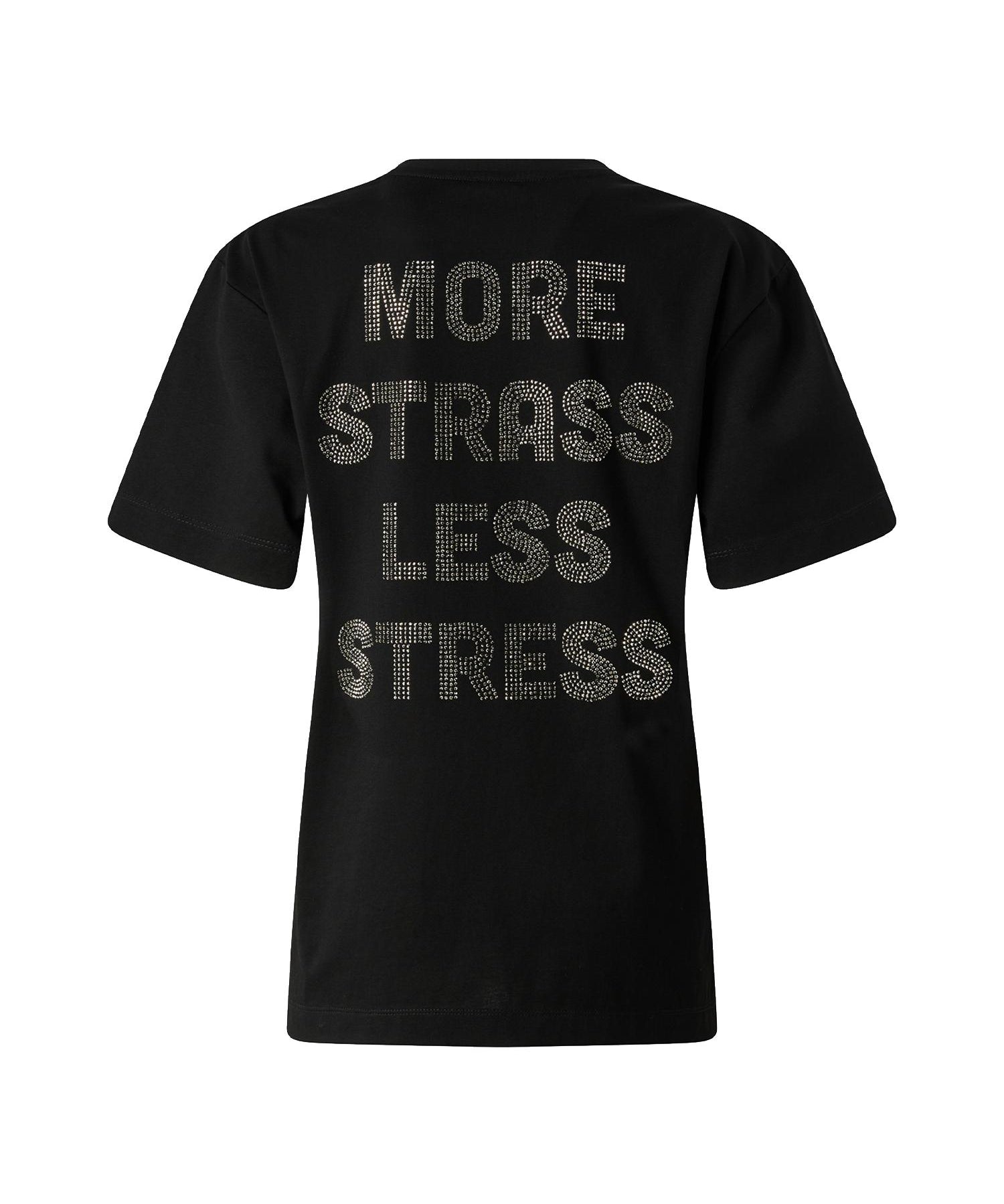 T-shirt More Strass Less Stress in cotone 105526 A33SZ99 PINKO 