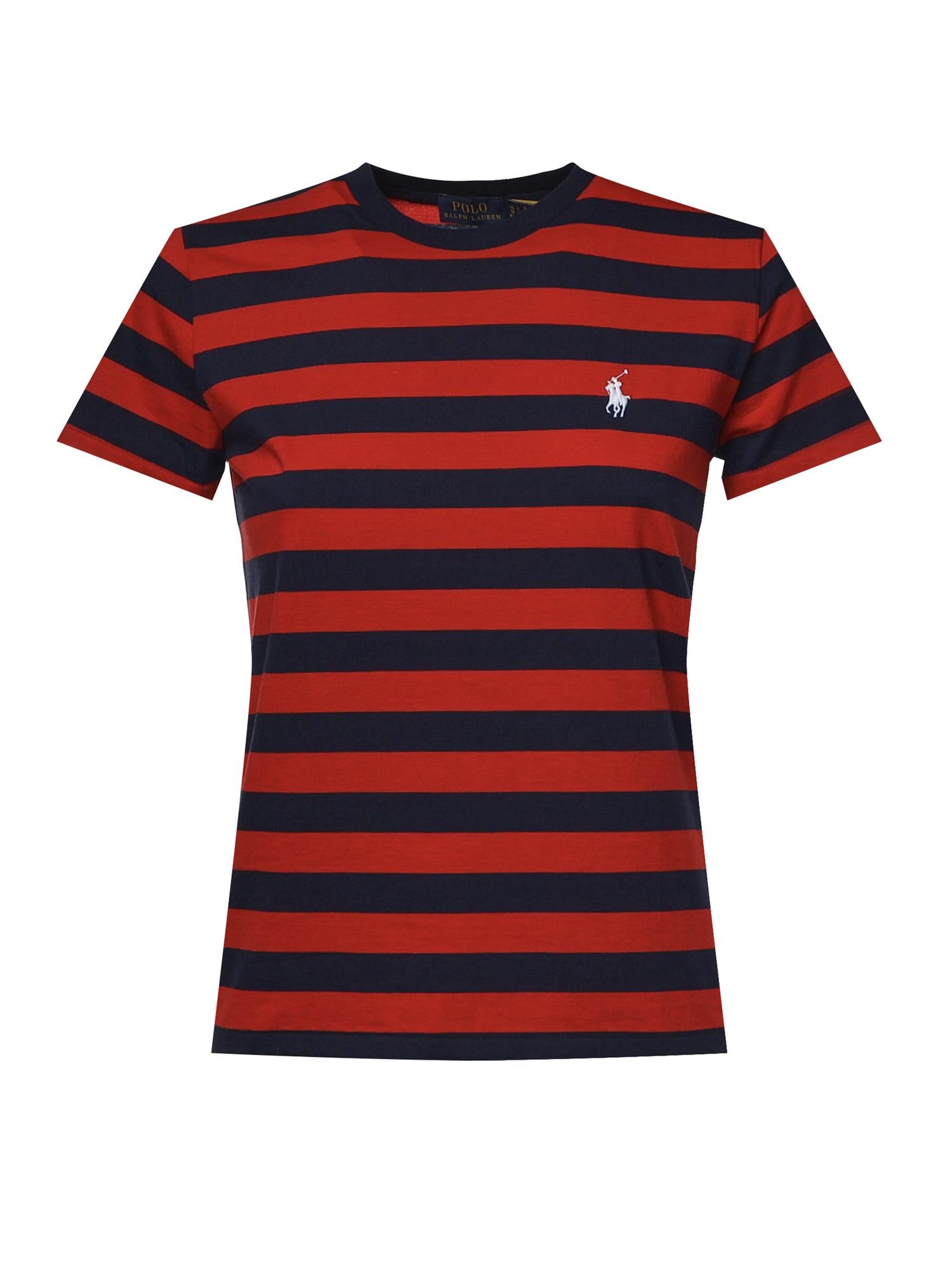 T-shirt in cotone a righe con logo 211B17779 001 POLO RALPH LAUREN 